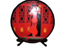 山西平遙推光漆器雙駿馬漆盤 傳統(tǒng)工藝與現(xiàn)代家居的完美融合